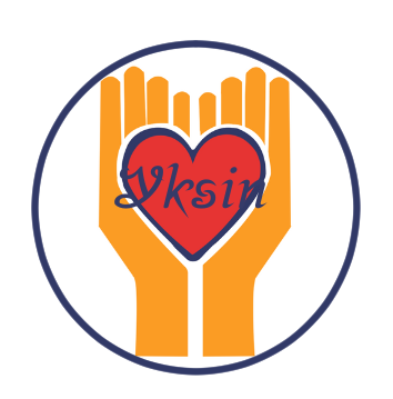Yksin-hankkeen logo, jossa kädet pitävät sydäntä, jossa lukee: Yksin.